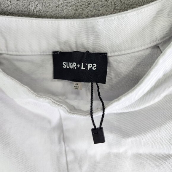 Womens White Sugar + Lips Denim Mini Skirt Ruffles Size XS - Picture 5 of 10